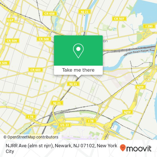 NJRR Ave (elm st njrr), Newark, NJ 07102 map