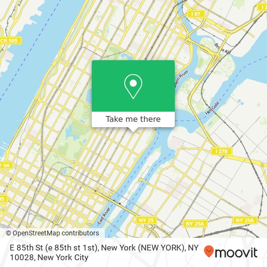 Mapa de E 85th St (e 85th st 1st), New York (NEW YORK), NY 10028