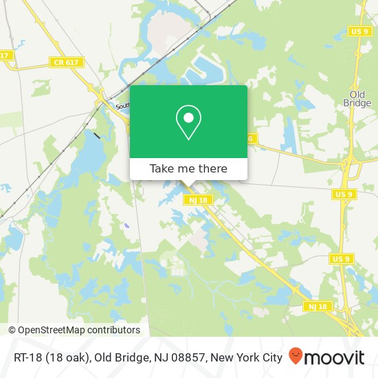 Mapa de RT-18 (18 oak), Old Bridge, NJ 08857