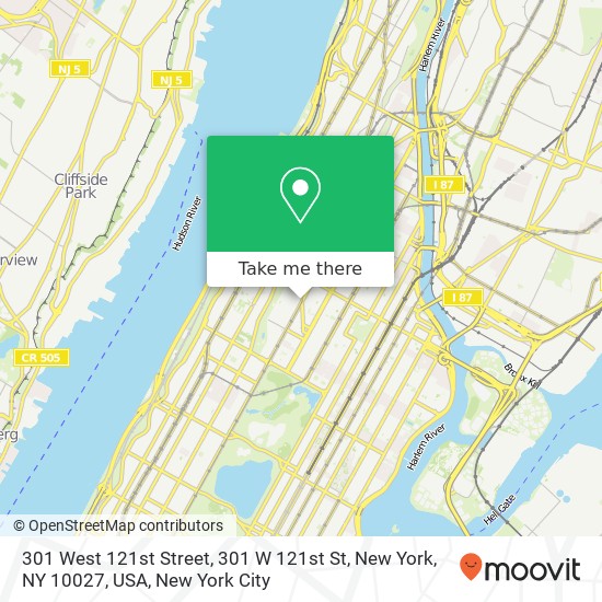 301 West 121st Street, 301 W 121st St, New York, NY 10027, USA map