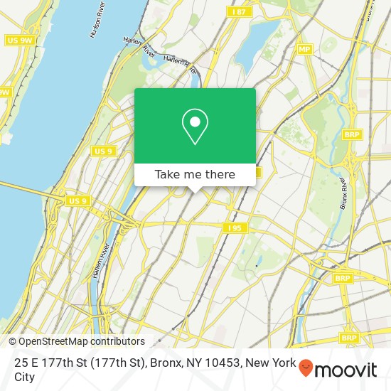 Mapa de 25 E 177th St (177th St), Bronx, NY 10453