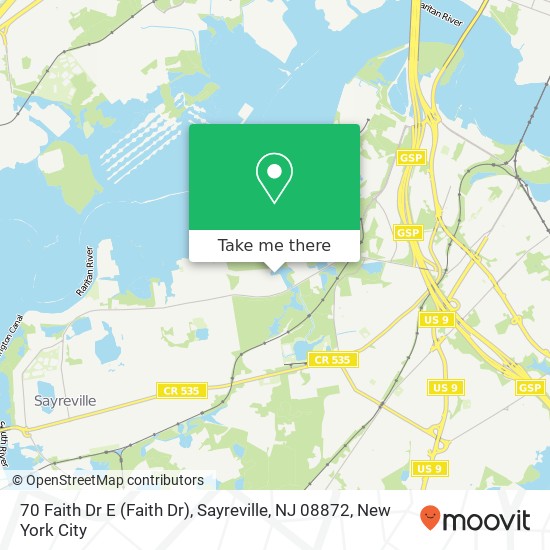 Mapa de 70 Faith Dr E (Faith Dr), Sayreville, NJ 08872