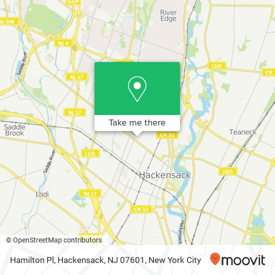 Mapa de Hamilton Pl, Hackensack, NJ 07601