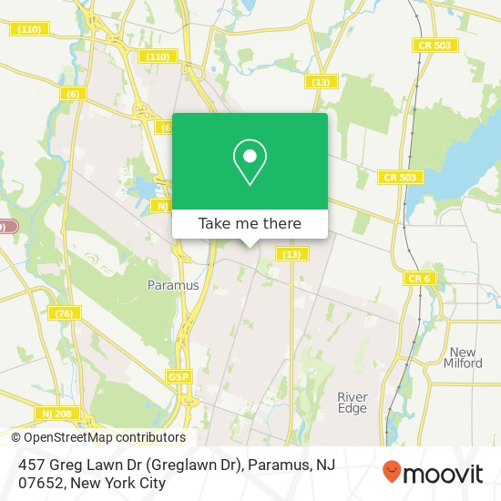 Mapa de 457 Greg Lawn Dr (Greglawn Dr), Paramus, NJ 07652