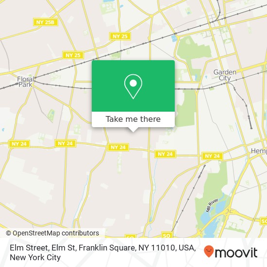 Mapa de Elm Street, Elm St, Franklin Square, NY 11010, USA