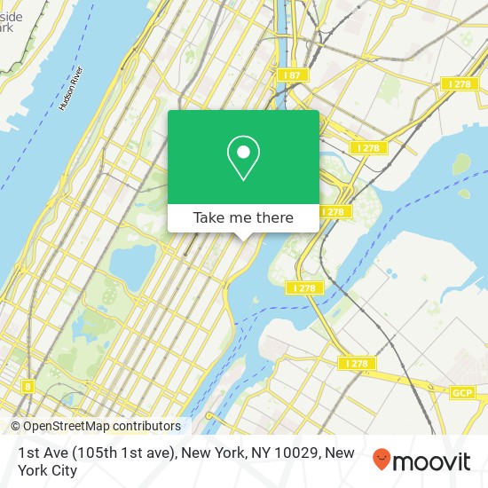 1st Ave (105th 1st ave), New York, NY 10029 map