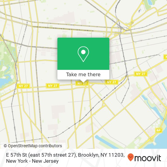 Mapa de E 57th St (east 57th street 27), Brooklyn, NY 11203