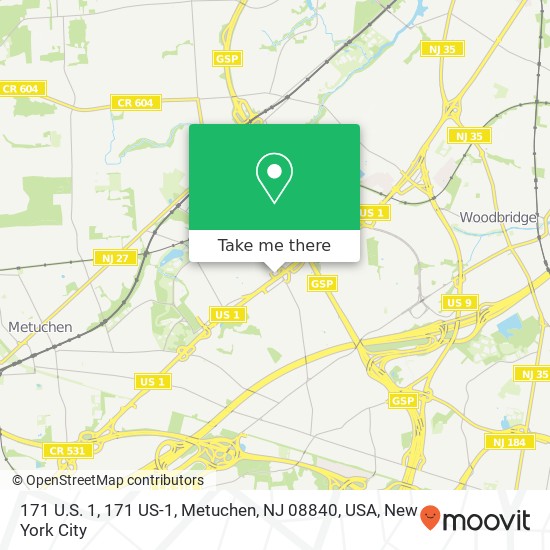 171 U.S. 1, 171 US-1, Metuchen, NJ 08840, USA map