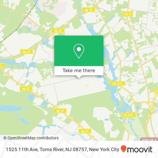 Mapa de 1525 11th Ave, Toms River, NJ 08757