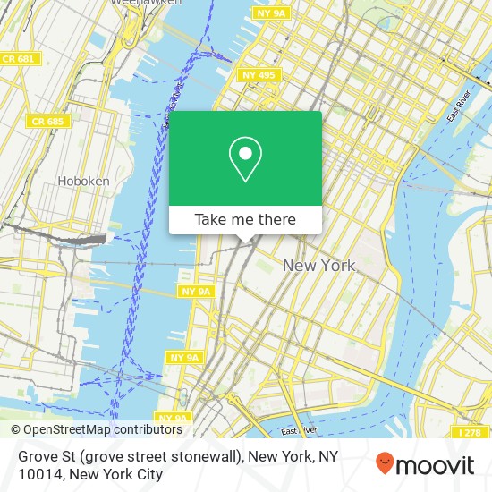 Mapa de Grove St (grove street stonewall), New York, NY 10014