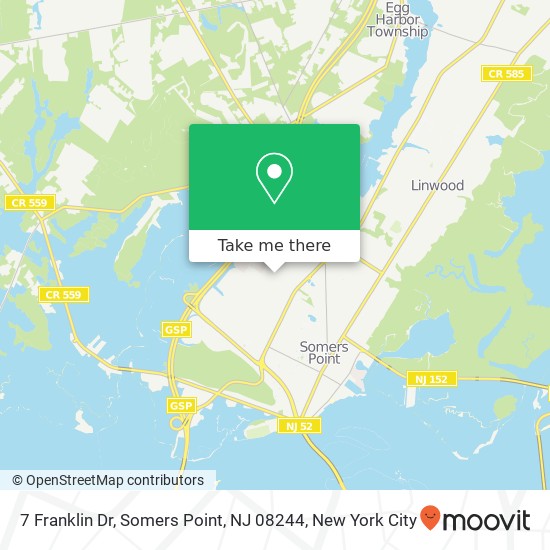Mapa de 7 Franklin Dr, Somers Point, NJ 08244