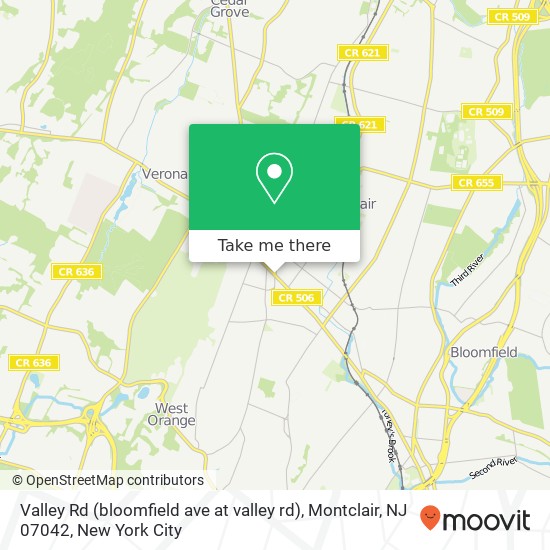 Mapa de Valley Rd (bloomfield ave at valley rd), Montclair, NJ 07042
