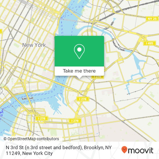 Mapa de N 3rd St (n 3rd street and bedford), Brooklyn, NY 11249