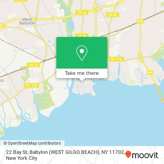22 Bay St, Babylon (WEST GILGO BEACH), NY 11702 map