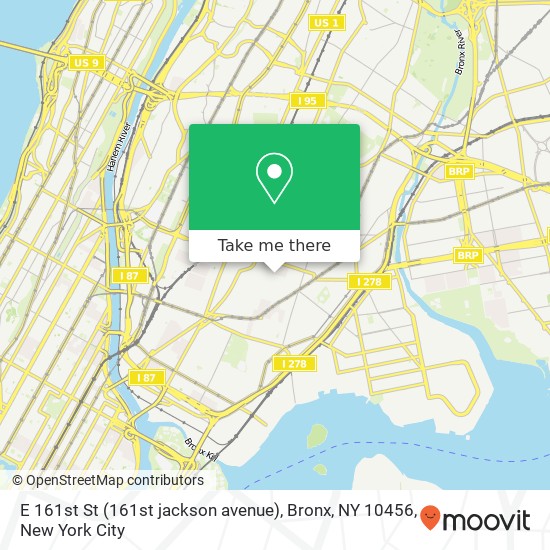 Mapa de E 161st St (161st jackson avenue), Bronx, NY 10456
