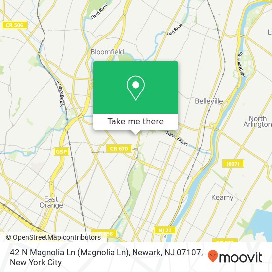 Mapa de 42 N Magnolia Ln (Magnolia Ln), Newark, NJ 07107