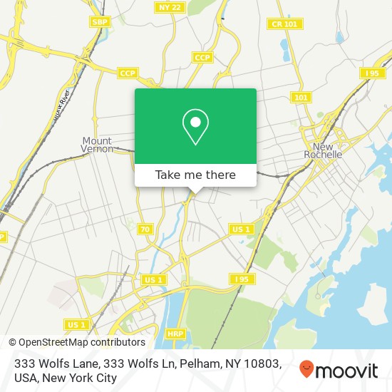 Mapa de 333 Wolfs Lane, 333 Wolfs Ln, Pelham, NY 10803, USA