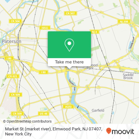Mapa de Market St (market river), Elmwood Park, NJ 07407