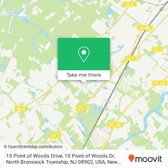 Mapa de 10 Point of Woods Drive, 10 Point of Woods Dr, North Brunswick Township, NJ 08902, USA