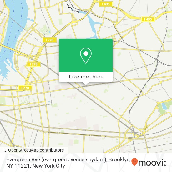 Mapa de Evergreen Ave (evergreen avenue suydam), Brooklyn, NY 11221