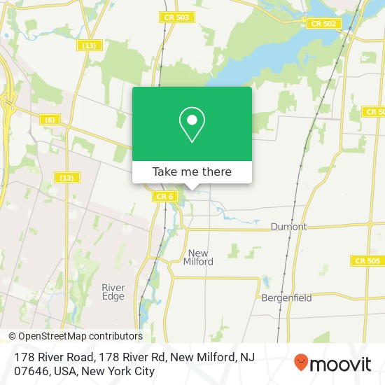 Mapa de 178 River Road, 178 River Rd, New Milford, NJ 07646, USA