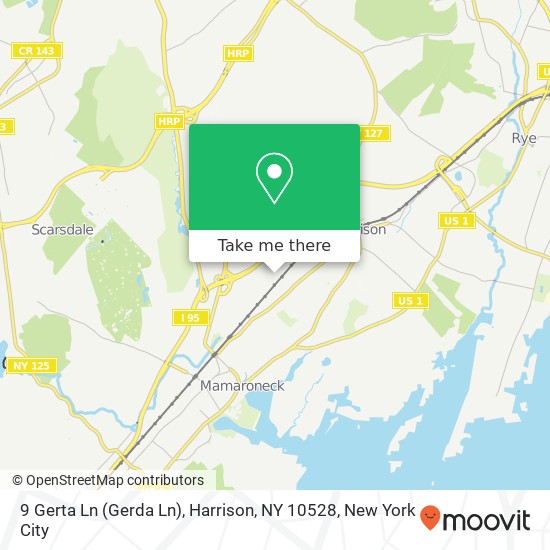 Mapa de 9 Gerta Ln (Gerda Ln), Harrison, NY 10528