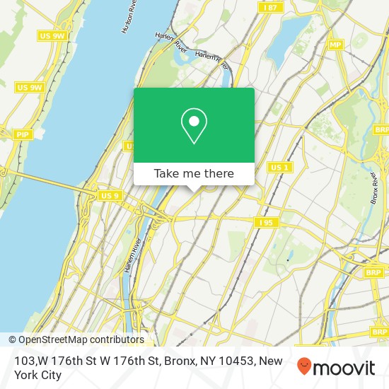 Mapa de 103,W 176th St W 176th St, Bronx, NY 10453
