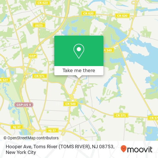 Mapa de Hooper Ave, Toms River (TOMS RIVER), NJ 08753