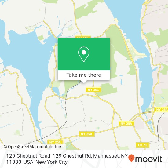 Mapa de 129 Chestnut Road, 129 Chestnut Rd, Manhasset, NY 11030, USA