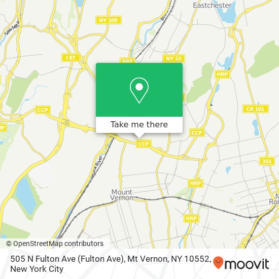 Mapa de 505 N Fulton Ave (Fulton Ave), Mt Vernon, NY 10552