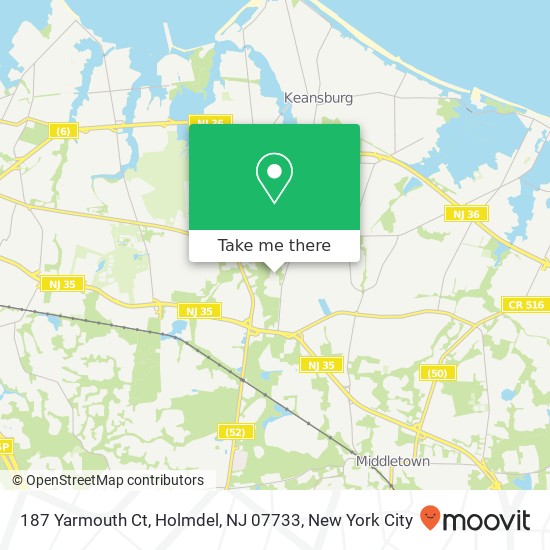 Mapa de 187 Yarmouth Ct, Holmdel, NJ 07733