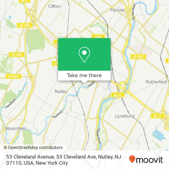 53 Cleveland Avenue, 53 Cleveland Ave, Nutley, NJ 07110, USA map