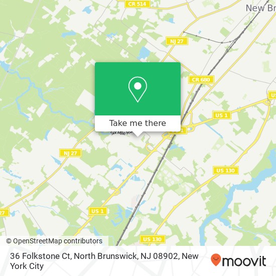 Mapa de 36 Folkstone Ct, North Brunswick, NJ 08902