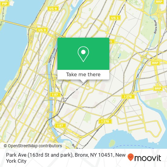 Mapa de Park Ave (163rd St and park), Bronx, NY 10451