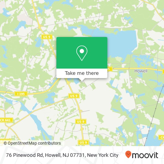 Mapa de 76 Pinewood Rd, Howell, NJ 07731