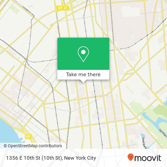 Mapa de 1356 E 10th St (10th St), Brooklyn, NY 11230