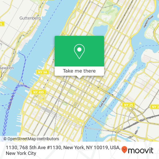 1130, 768 5th Ave #1130, New York, NY 10019, USA map
