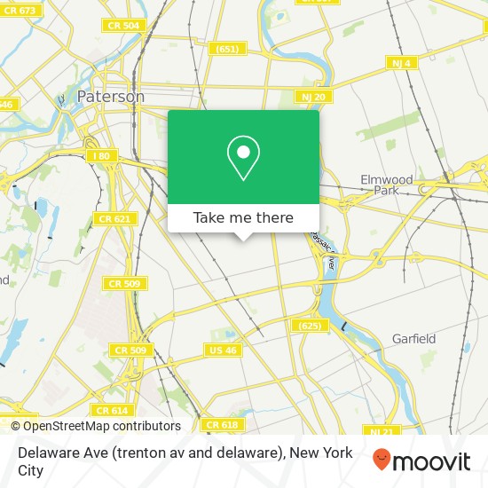 Mapa de Delaware Ave (trenton av and delaware), Paterson, NJ 07503