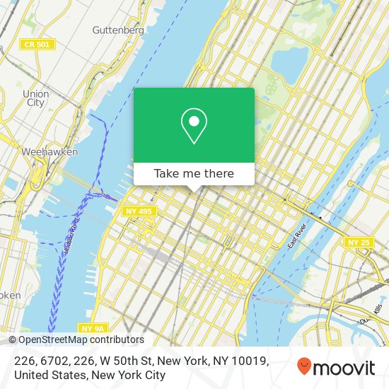 226, 6702, 226, W 50th St, New York, NY 10019, United States map