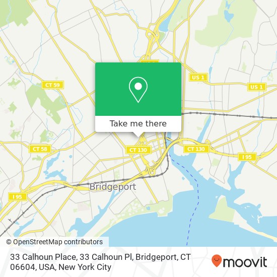 Mapa de 33 Calhoun Place, 33 Calhoun Pl, Bridgeport, CT 06604, USA