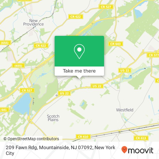 Mapa de 209 Fawn Rdg, Mountainside, NJ 07092