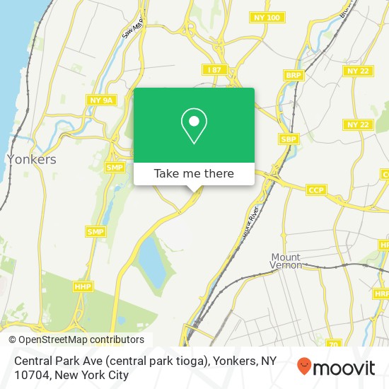 Mapa de Central Park Ave (central park tioga), Yonkers, NY 10704