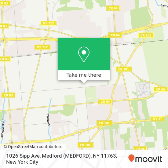 Mapa de 1026 Sipp Ave, Medford (MEDFORD), NY 11763