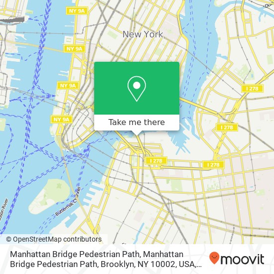Mapa de Manhattan Bridge Pedestrian Path, Manhattan Bridge Pedestrian Path, Brooklyn, NY 10002, USA