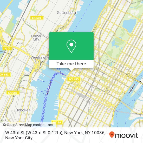 Mapa de W 43rd St (W 43rd St & 12th), New York, NY 10036