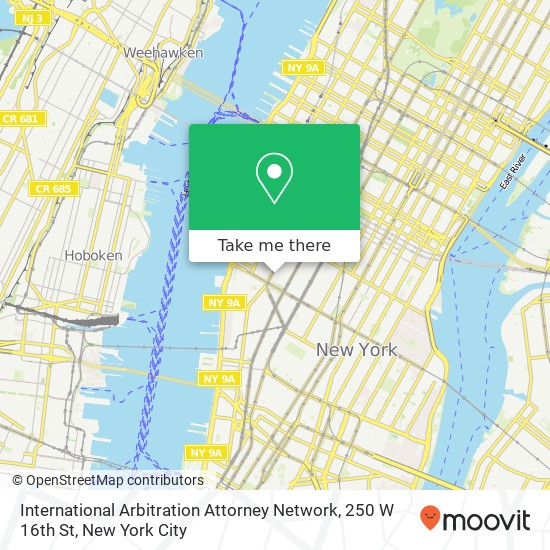 Mapa de International Arbitration Attorney Network, 250 W 16th St