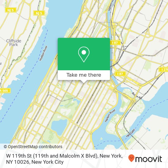 Mapa de W 119th St (119th and Malcolm X Blvd), New York, NY 10026