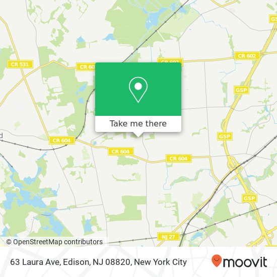 Mapa de 63 Laura Ave, Edison, NJ 08820