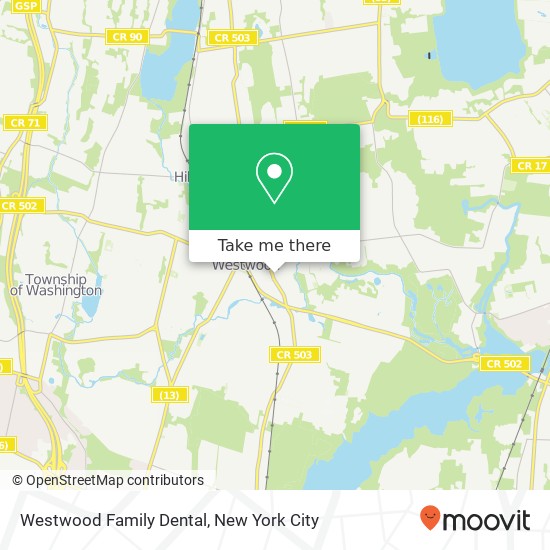 Mapa de Westwood Family Dental, 231 Kinderkamack Rd