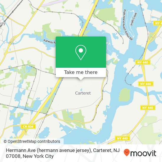 Mapa de Hermann Ave (hermann avenue jersey), Carteret, NJ 07008